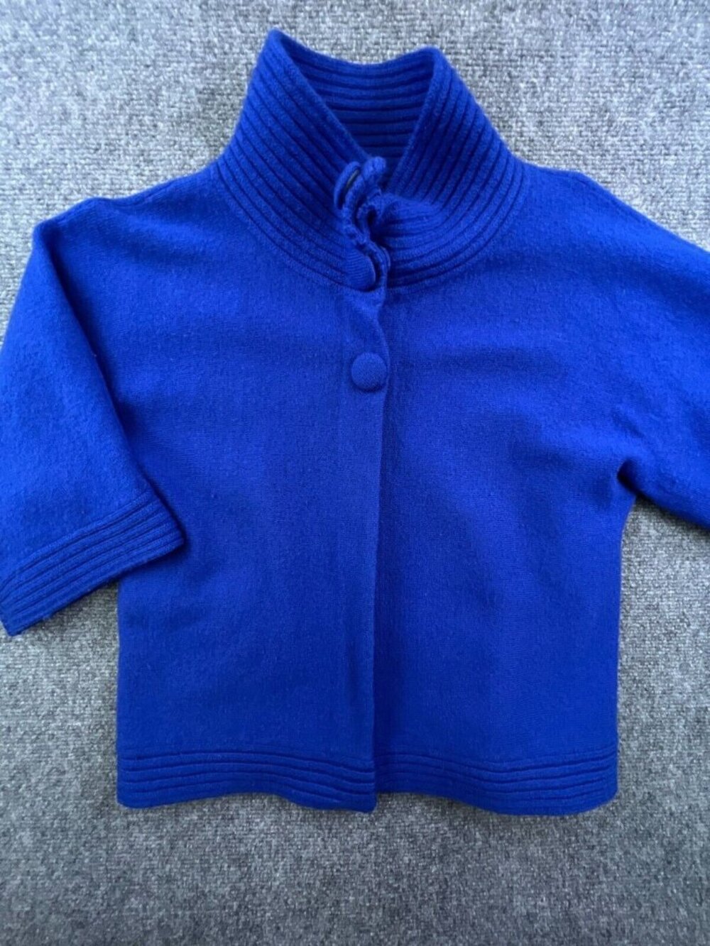 CHICO'S High Neck All Wool Knit Sweater Blue Women's Size 0 Small Open